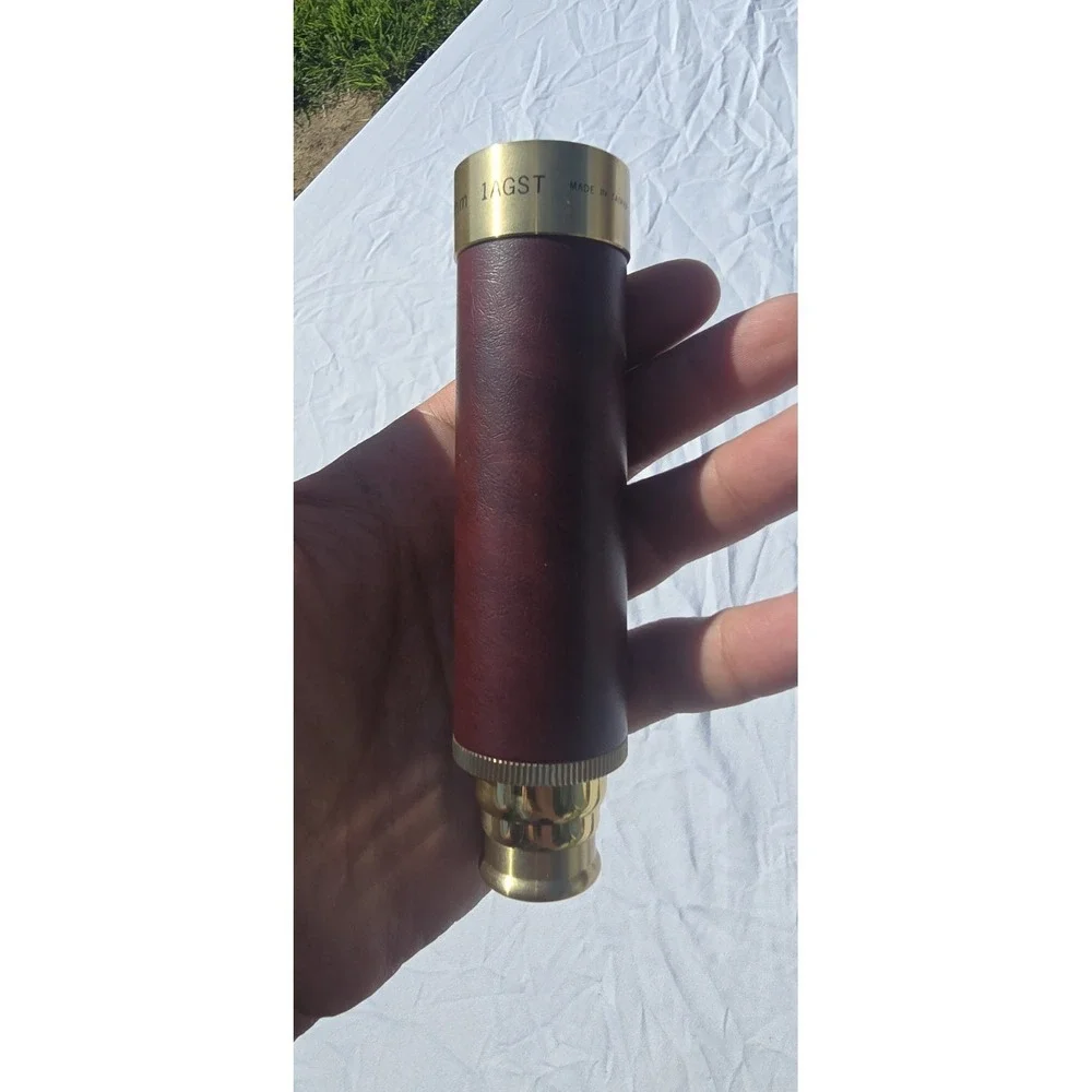 Tasco Vintage Leather Brass Spyglass Telescope 25x30mm with Leather Case